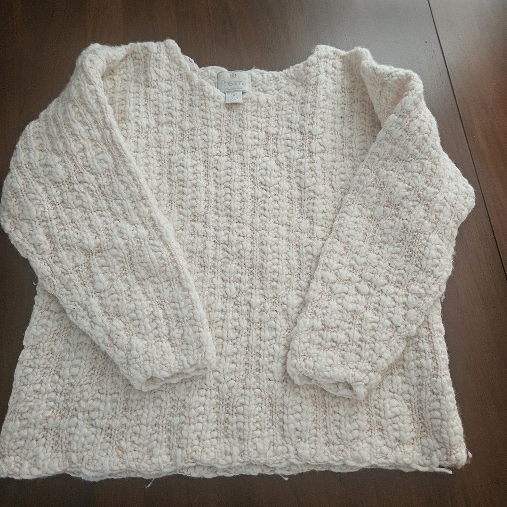 Pink Handknitted Crewneck Sweater - Women's Cozy Knit